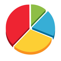 Fototapeta premium Flat design pie chart with five colored segments