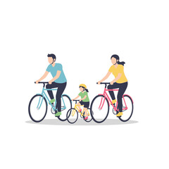 Fototapeta premium Family Cycling Together, Isolated on White Background