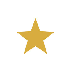 Obraz premium Golden Five Pointed Star Shape Icon Isolated on White