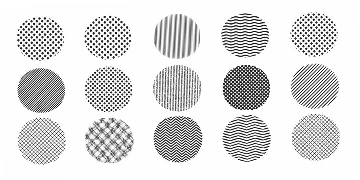 Ten Circular Patterns With Varying Line Textures On White Background