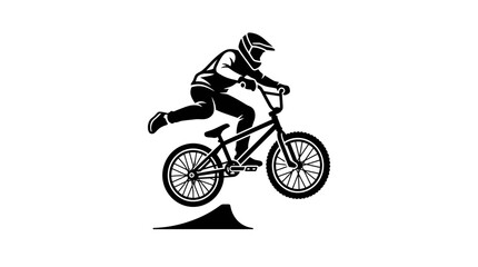 Naklejka premium BMX Rider Jumping Ramp Silhouette Vector