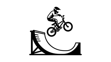 Naklejka premium BMX Rider Jumps Ramp Silhouette