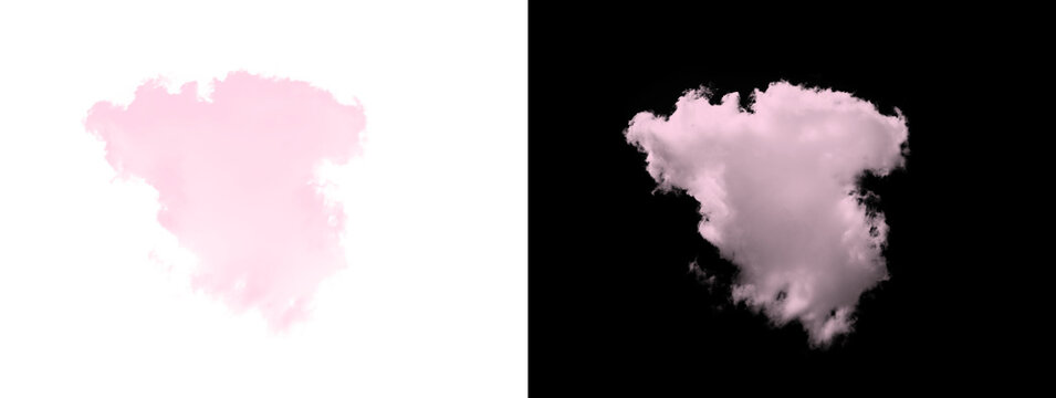  Translucent pale pink smoke watercolor blot on white and black