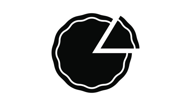 Pie chart with missing slice black and white silhouette
