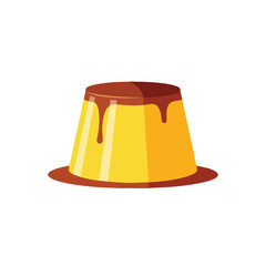 Fototapeta premium Delicious Caramel Custard Pudding with Sweet Syrup Topping Illustration