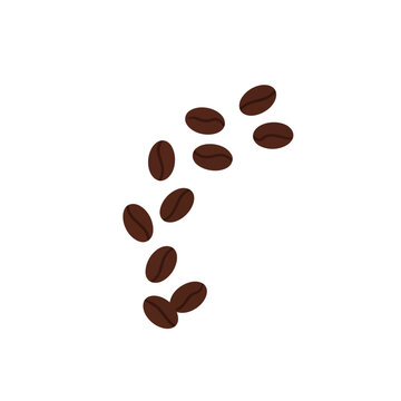 Roasted Coffee Beans Falling and Scattered Illustration