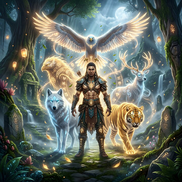 Spirit Guardian Avatar with Ethereal Aura and Sacred Energy