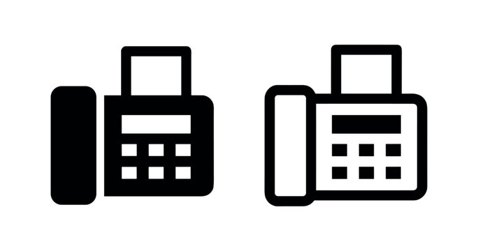 Fax machine icon symbol, representing traditional communication, document transfer, and office technology.