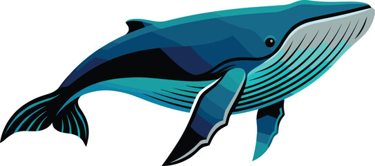Blue whale vector illustration, isolated marine mammal graphic, deep sea animal, wild ocean wildlife art, swimming aquatic creature design element © Mdjoshelahamed4400 