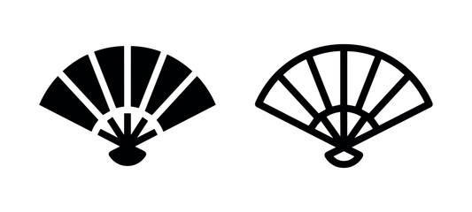 Obraz premium Traditional hand fan icon, Japanese culture and cooling symbol.