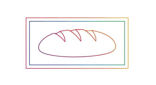 Simple Line Drawing of a Loaf of Bread in a Colorful Frame