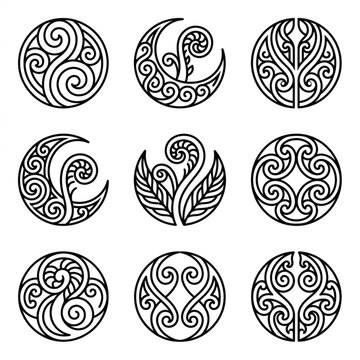 Collection of Maori Inspired Koru and Fern Designs.