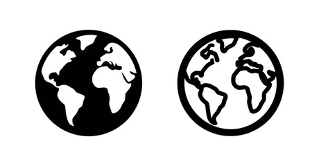 Naklejka na ściany i meble Globe or world map icon in filled and outline style. Global communication, travel, and international symbol.