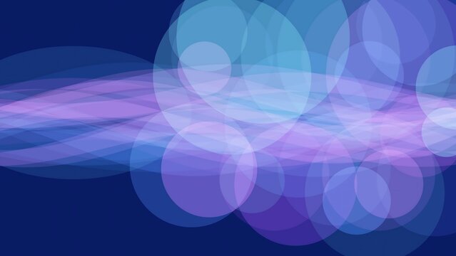 Abstract background with purple and blue bokeh circles on dark blue