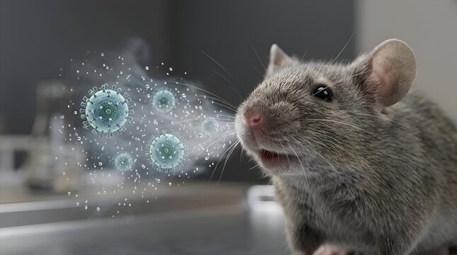 Healthy mouse emitting pathogens - Concept of disease spread