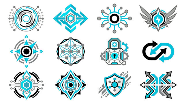 Collection of abstract geometric shapes icons.