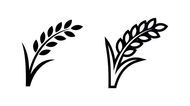 Wheat Stalk Icon Set - Agriculture, Harvest, Food, and Natural Products Symbol