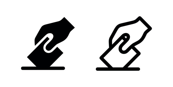 Voting ballot box icon in solid and outline styles, casting vote symbol for elections.
