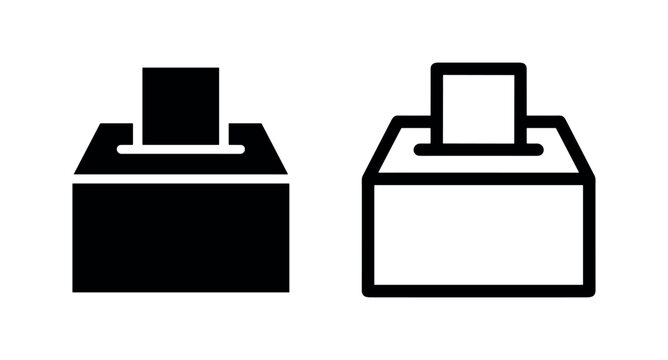 Ballot box icon with paper, election and voting symbol, democratic choice illustration.