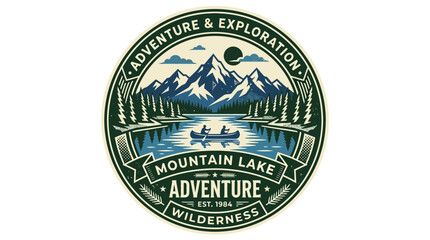 Fototapeta premium Mountain Lake Adventure Logo Design.