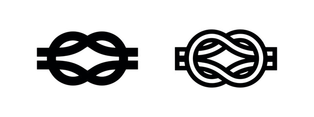 Intertwined Knot Icon Set, Infinity Love Knot Symbol, Decorative Rope Knot Silhouette and Outline © liubomir118809