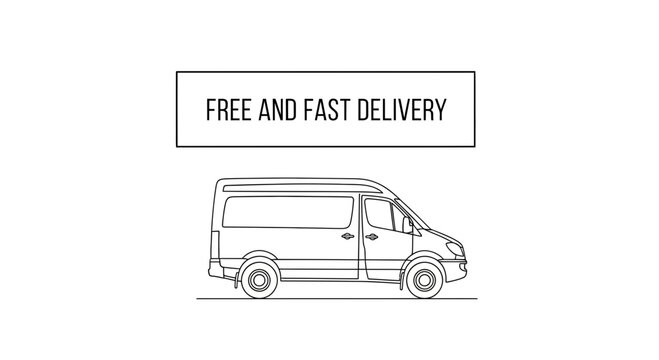 Free and Fast Delivery Van Illustration - Express Shipping Service