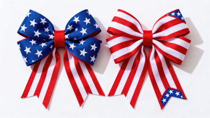 Obraz premium Patriotic american flag bows red white and blue usa themed decoration for july holiday celebration party on transparent background