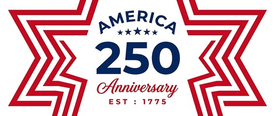 Fototapeta premium america 250th anniversary celebration with patriotic stars and stripes design in red white and blue colors for independence day.