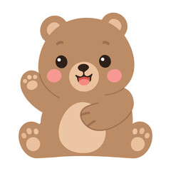 Fototapeta premium Cute Teddy Bear Sitting and Waving Hello