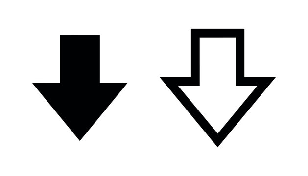 Down Arrow Icons: Solid Black and Outline
