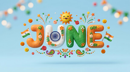 Fototapeta premium Festive and colorful June celebration with decorative elements and cheerful design representing joy and summer spirit