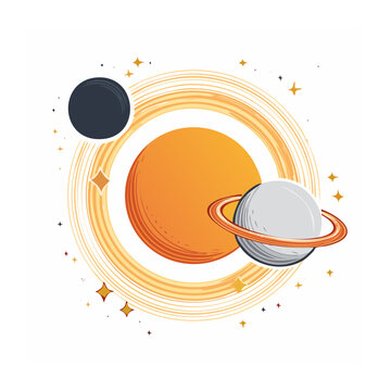 Flat design solar system orbit diagram