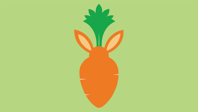 Carrot with rabbit ears on a pastel green background symbolizing healthy eating and nature