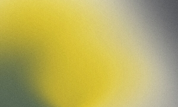 Yellow background features a luminous golden gradient transition into soft grey edges with a fine film grain texture adding depth to the warm and bright color scheme.