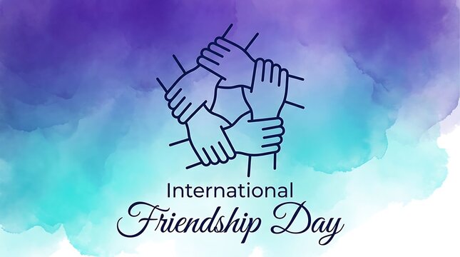 International friendship day greeting card with hands joined together