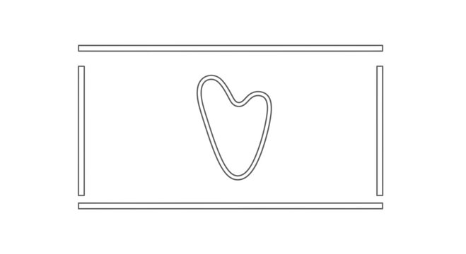 Abstract Heart Shape Outline Inside Geometric Frame, Minimalist Design Element