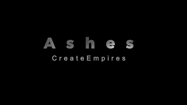 The word ashes in gray letters on a black background