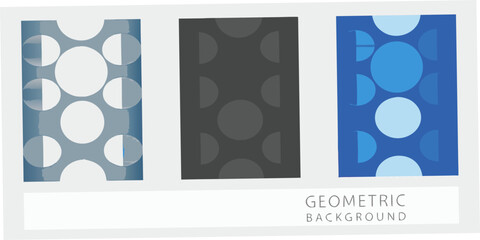 Fototapeta premium Circular geometric patterns in blue and gray vector illustration layouts