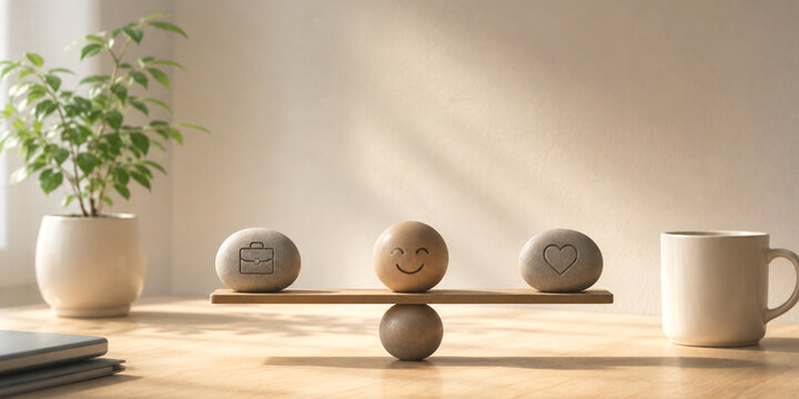 Work Life Balance and Happiness ConceptWith a good start to the workday