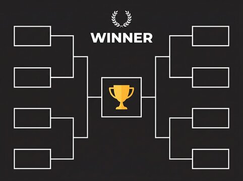 Minimalist Tournament Bracket with Trophy and Winner Designation