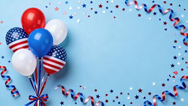 Patriotic celebration background with balloons and streamers