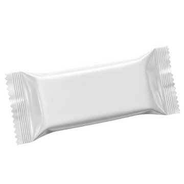 Blank white candy bar wrapper mockup isolated on transparent background