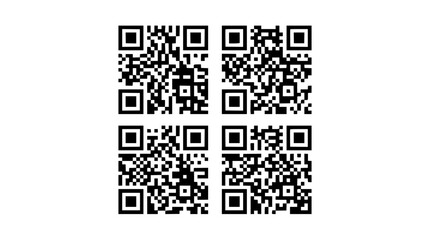 Fototapeta premium Four QR codes are arranged on a white surface in a grid.