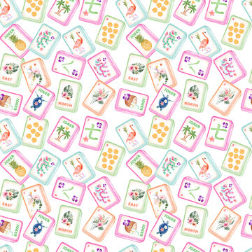 Tropical mahjong seamless pattern