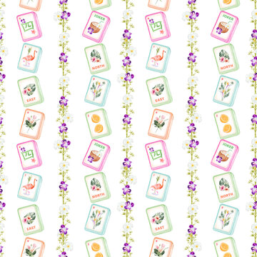 Tropical mahjong seamless pattern