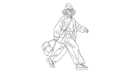Obraz premium Oversized Street Style Fashion Figure Continuous Line Art Illustration