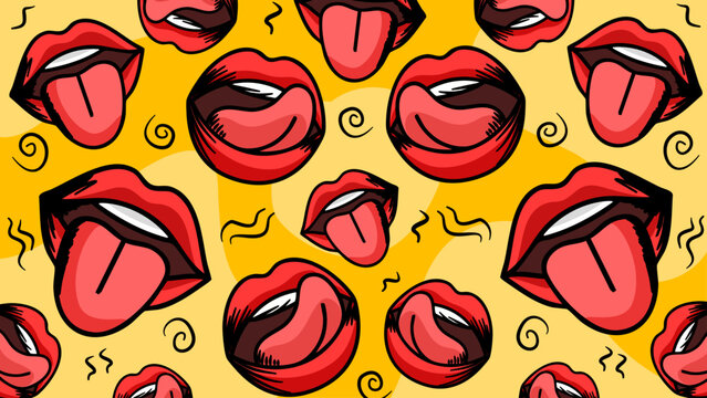 vibrant pop art style lips pattern with playful design