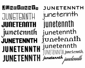 Obraz premium Juneteenth Typography Set Collection with Multiple Font Styles Vector Illustration