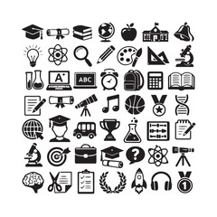 Fototapeta premium 50 Black and White Education Icons Collection Design