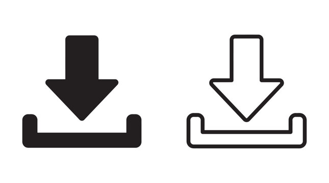 Download icon set black and white line silhouette